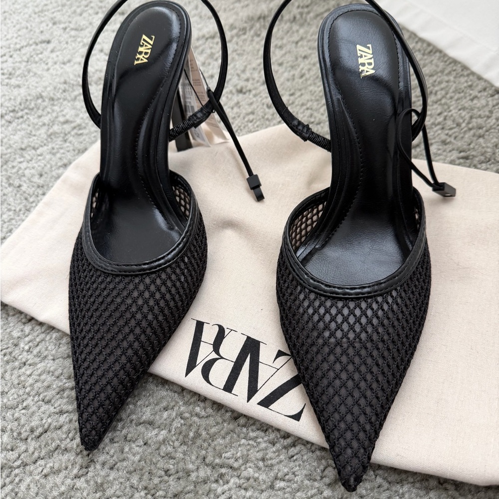 ✨Flash sale ✨ Zara Mesh Pointed Slingback Heels